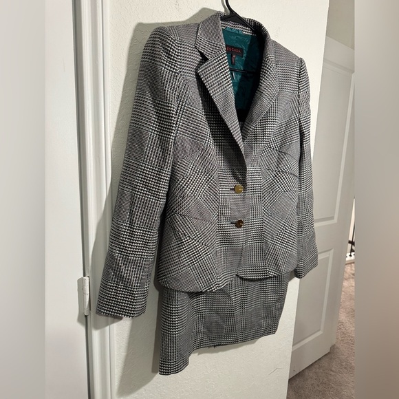 Escada Virgin Wool Black White Houndstooth Blazer Jacket Suit Set Womens EU 40 - Picture 2 of 15